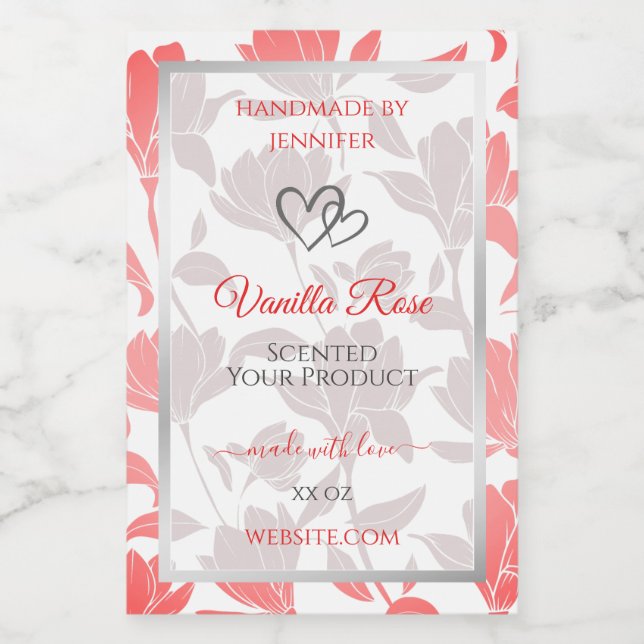 Lindos Rótulos de Produto de Padrão Floral Branco  (Rótulo Único)