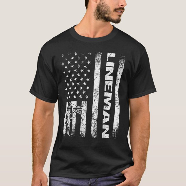 Lineman American Flag Roupa Top Line Design (Frente)