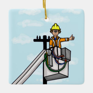 Lineman no Balde Personalizado Nome Ornamento