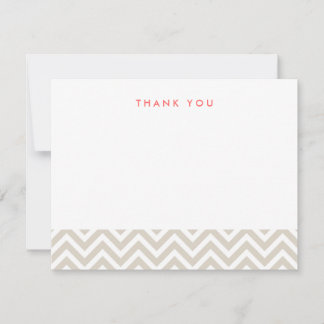 Linen Beige Simple Chevron Obrigado Nota Cartões