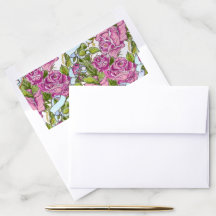 Liner de Envelope Floral de Rosas Rosa-Aquarela