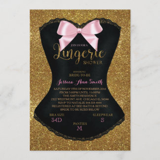 Lingerie chá bachelorette - convite dourado