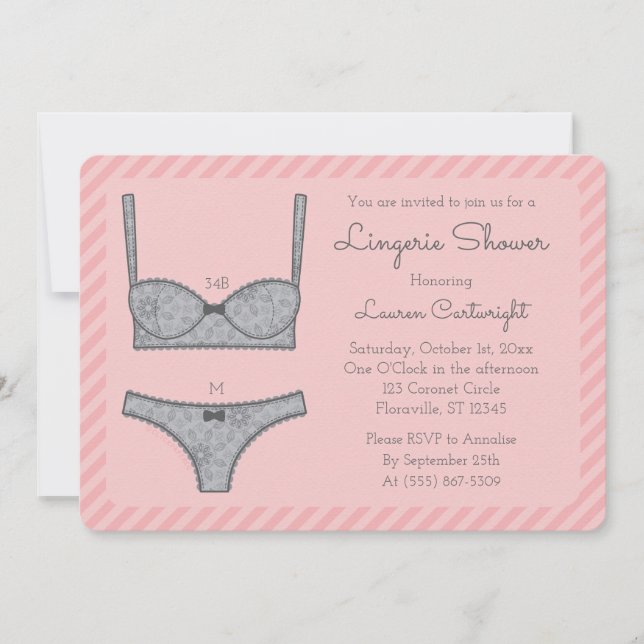 Lingerie Chá, cor-de-rosa, com convite à Cinza (Frente)