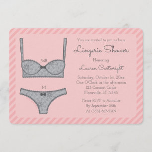 Lingerie Chá, cor-de-rosa, com convite à Cinza