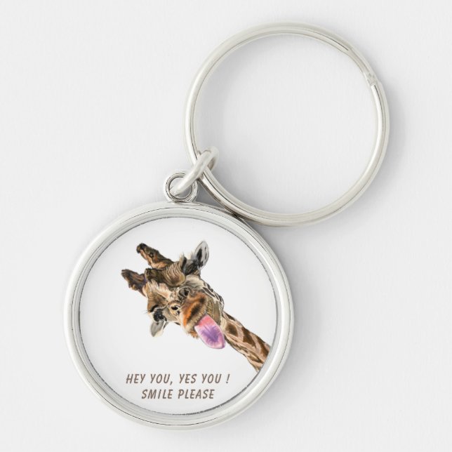 Língua Chaveiro Feliz da Girafa Jogada - Sorria (Frente)