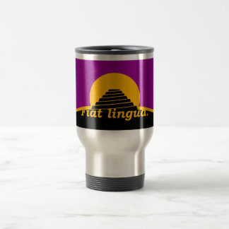 Lingua de Fiat na caneca de viagem da bandeira