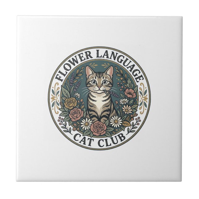 Linguagem das Flores Gato Gato Gráfico Tee Arte -  (Frente)