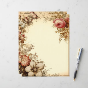 Linguagem de Diário Floral Rosa Vintage