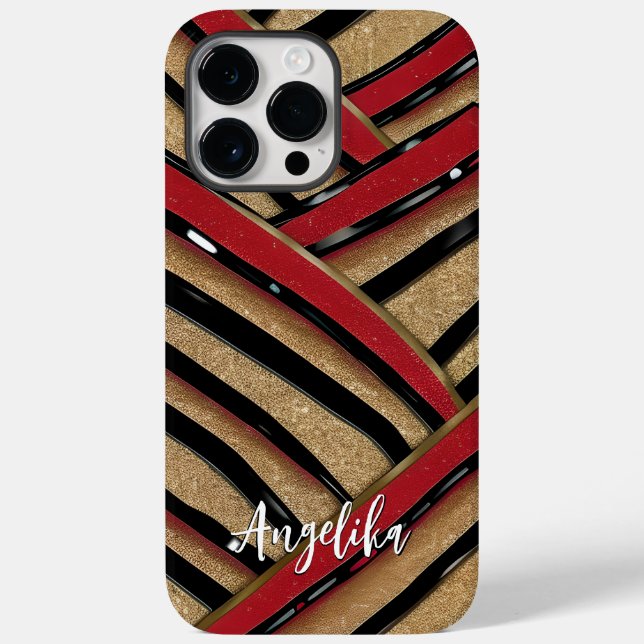 Linha Abstrata Moderna Vermelha Preta Personalizad (Verso)