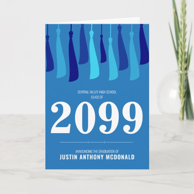 Linha Azul do Convite à Graduação de Fotos em Tasi (Frente)