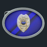 Linha Azul fina com Crachá<br><div class="desc">Esta design destina-se a honrar os corajosos homens e mulheres que protegem as nossas comunidades. Esta polícia, xerife e símbolo de polícia é um belo tributo gráfico àqueles que servem e àqueles que fizeram o sacrifício final.</div>