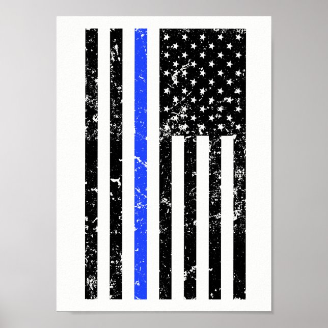 Linha Azul Fino - Policial - Poster de Sinalizador (Frente)
