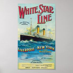 Linha branca poster de viagens da estrela do