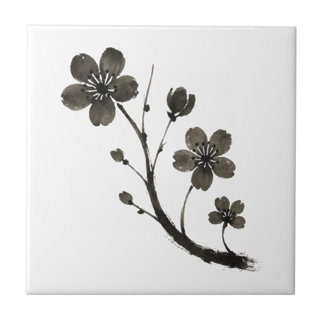 Linha de Arte de Flor de Ameixa – Design Botânico  (Frente)
