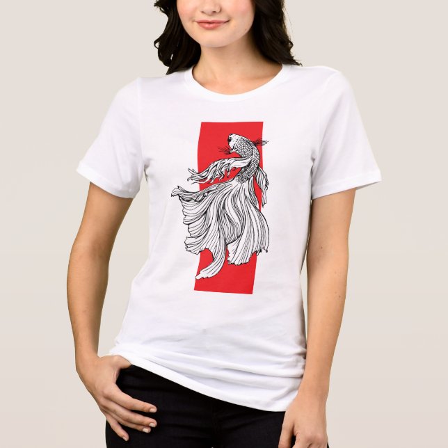 Linha de Arte de Peixe Betta Gracioso – Minimalist (Frente)
