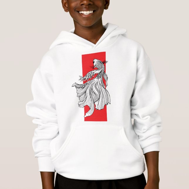 Linha de Arte de Peixe Betta Gracioso – Minimalist (Frente)