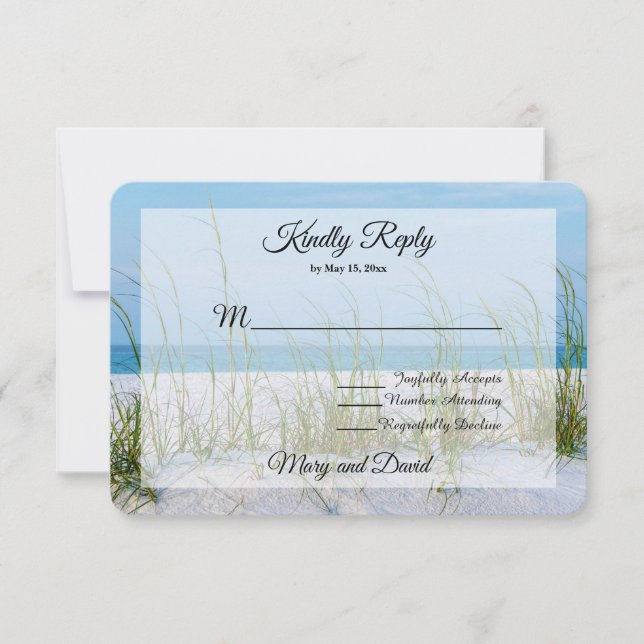 Linha De Aveia Marítima Em Cartão RSVP De Casament (Frente)