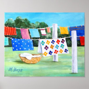 Linha de lavagem da vovó com Poster da cesta de la