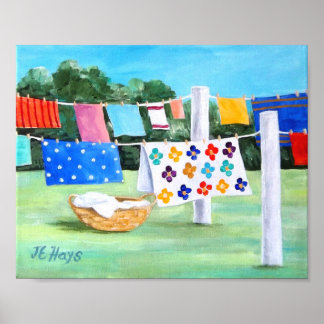 Linha de lavagem da vovó com Poster da cesta de la