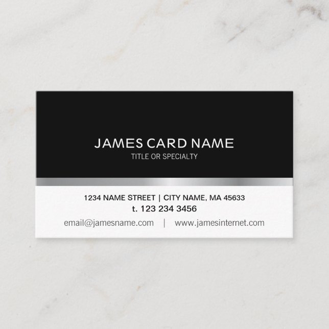 Linha de prata preta/branca simples cartão de (Frente)