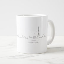 Linha do horizonte de Paris com caneca de coordena