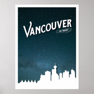 Linha do horizonte Vancouver à noite - Poster