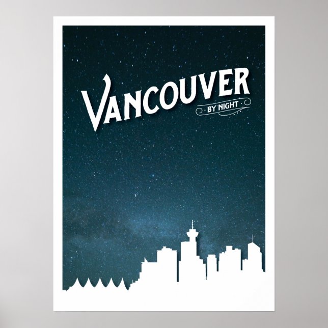 Linha do horizonte Vancouver à noite - Poster (Frente)