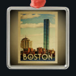 Linha do Skyline da Viagens vintage do Ornamento d<br><div class="desc">Um ornamento exclusivo de Boston Massachusetts,  com o porto em linha de horizonte centro.</div>