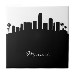 Linha do Skyline de Miami Preta e Branca