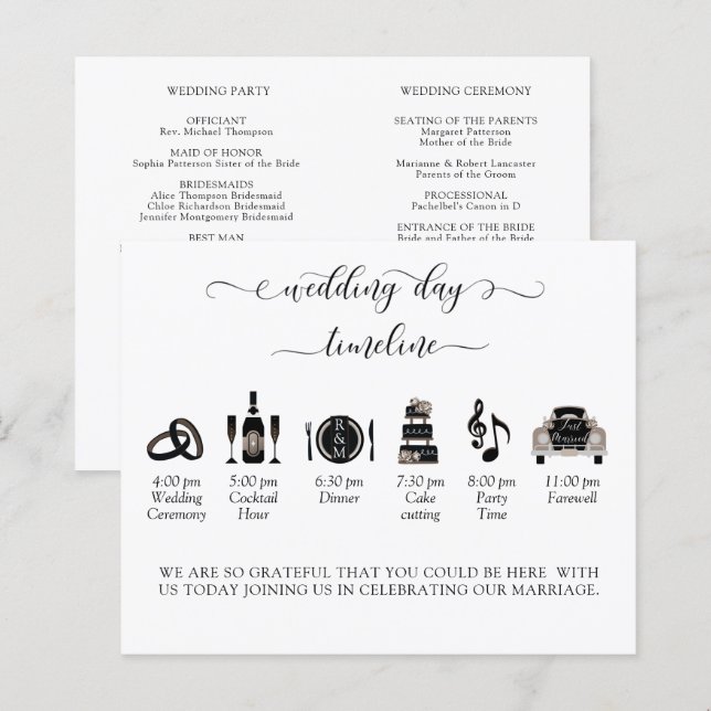 Linha do Tempo e Programa de Casamento Elegante Br (Frente/Verso)