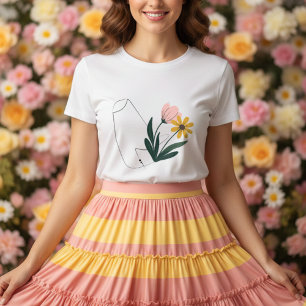 Linha elegante com flores botânicas coloridas