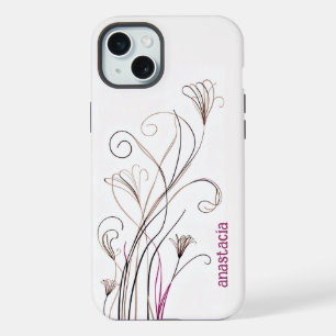 Linha floral elegante e sofisticada em marrom, pre