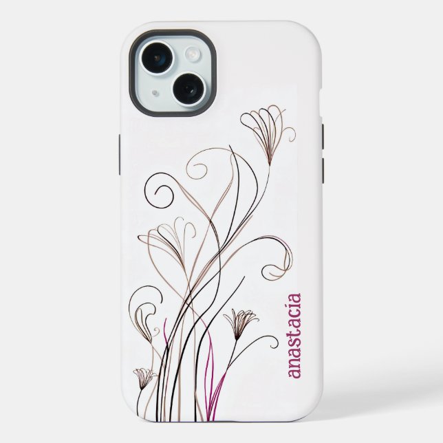 Linha floral elegante e sofisticada em marrom, pre (Verso)