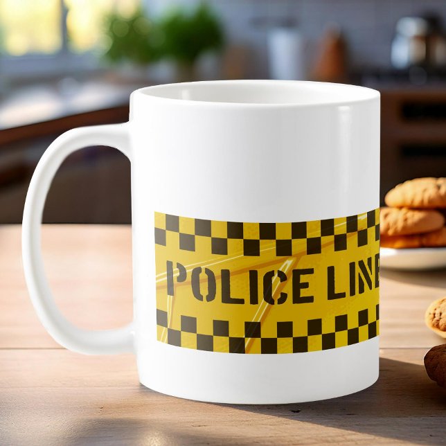 Linha policial não atravessa faixa amarela caneca  (Criador carregado)
