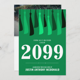 Linha Verde do Convite à Graduação de Fotos em Tas