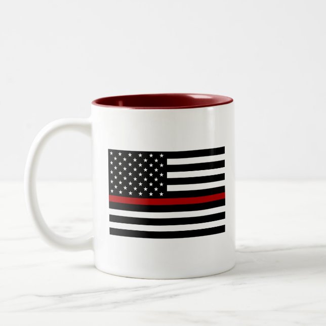 Linha vermelha fina dois caneca do (Esquerda)