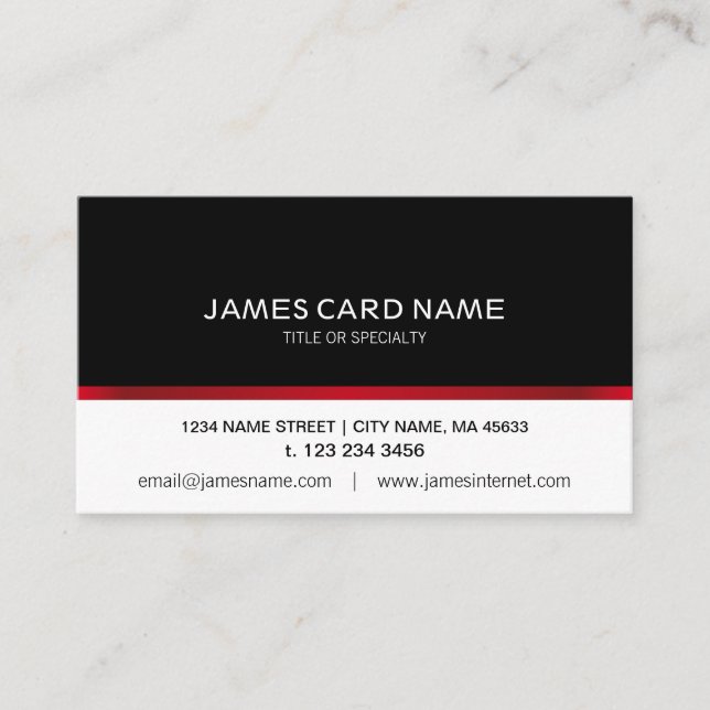 Linha vermelha preta/branca elegante cartão de (Frente)