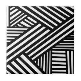 Linhas Abstratas Preto e Branco Arte Moderna Op-ar