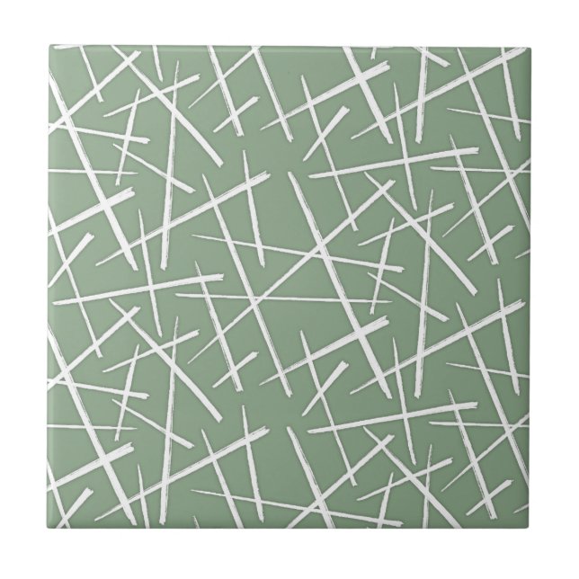 Linhas brancas mínimas em verde-musgo (Frente)