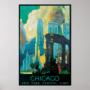 Linhas centrais poster de viagens de Chicago New