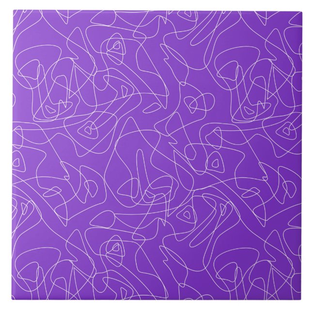 linhas curvas abstratas brancas em um fundo roxo (Frente)