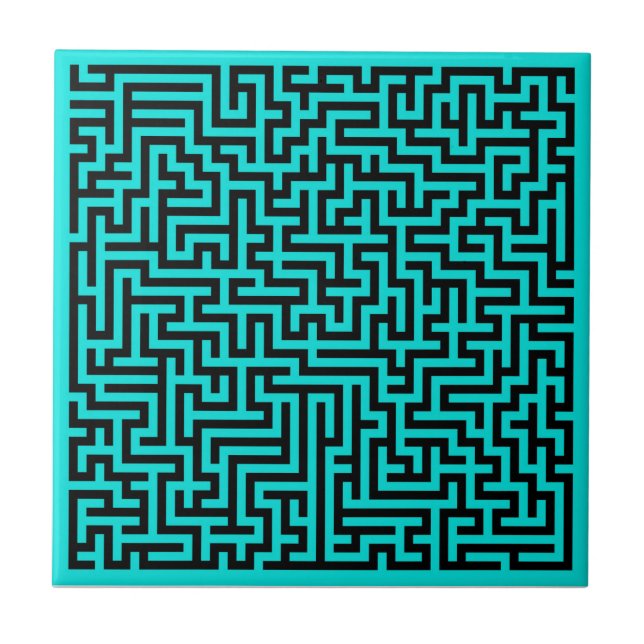 Linhas de Labirinto Preto Turquesa (Frente)