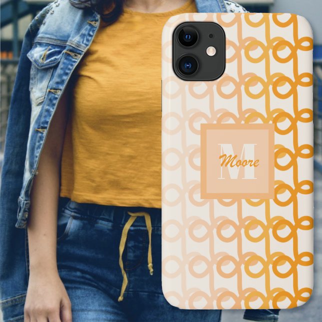 Linhas de Loopy - Capa de telefone de Ombro Laranj (Loopy Lines - Orange Ombre Phone Case by Leapfroglisics Shop)