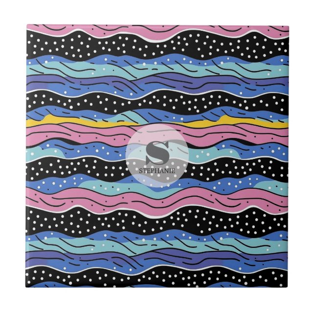 Linhas de onda de Abstrato vibrantes com Bolinhas (Frente)