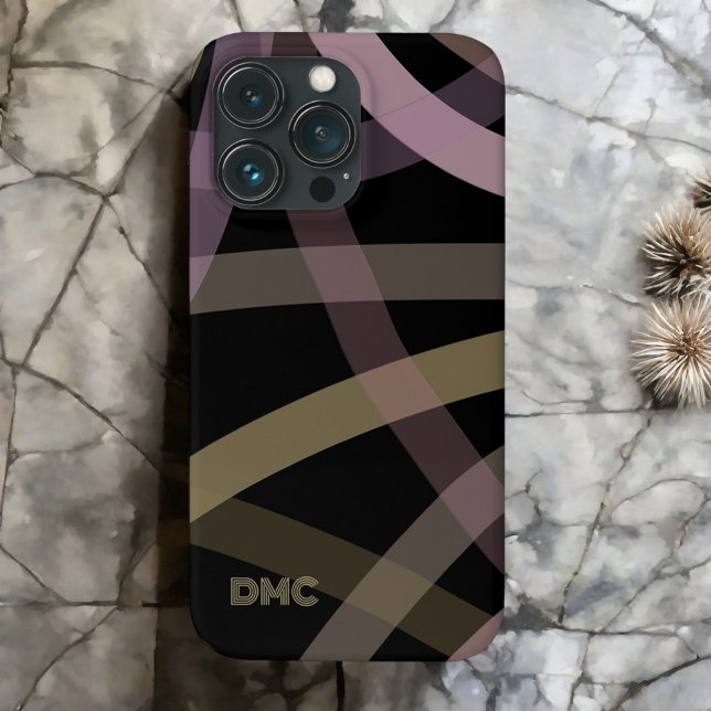 Linhas de ouro rosa preto monogramas, abstrato mín (Criador carregado)