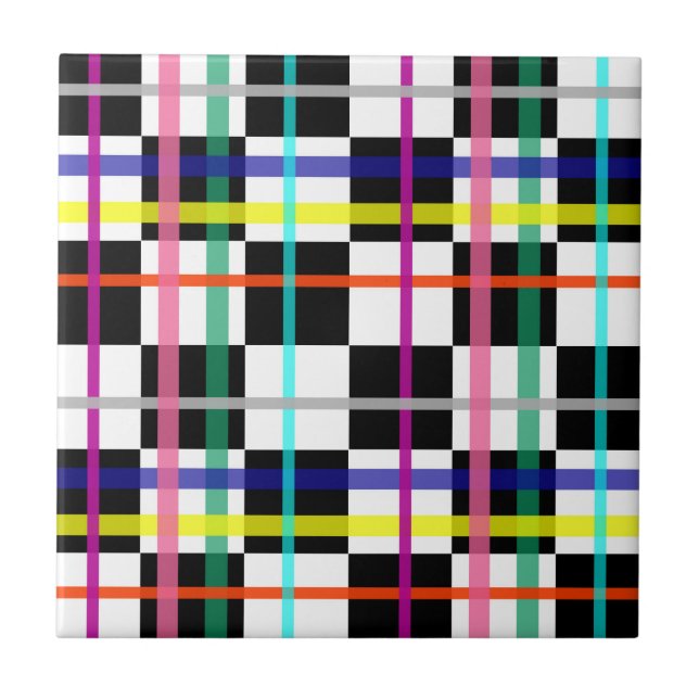 Linhas de Xadrez multicoloridas verificadas Design (Frente)