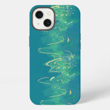 Linhas Douradas Onduladas Abstratas Modernas Turqu