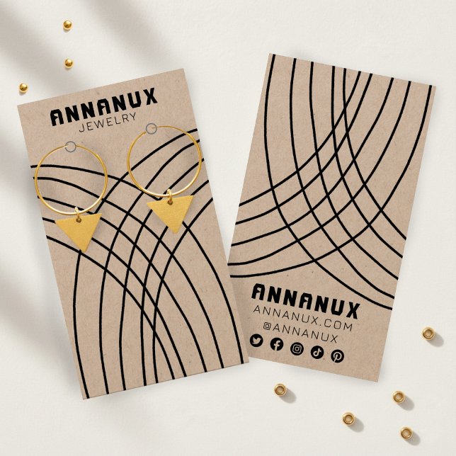 Linhas Minimalistas Que Ouvem Joias Exibem KRAFT (Minimalist Lines Earring Jewelry Display card KRAFT Social Media Icons CUSTOM
)
