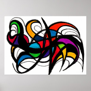 Linhas pretas poster do abstrato do bloco da cor