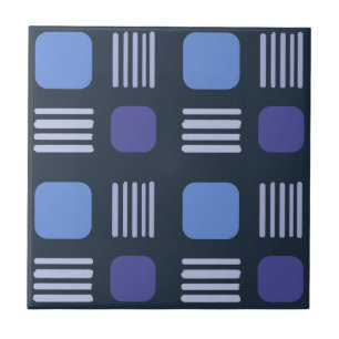 Linhas Quadradas Modernas do Século médio Azul E